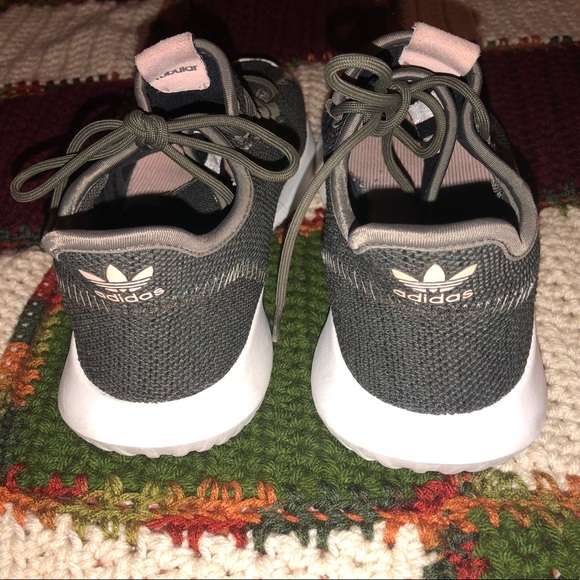 Adidas sport shoes, olive green with pastel pink - Picture 3 of 3